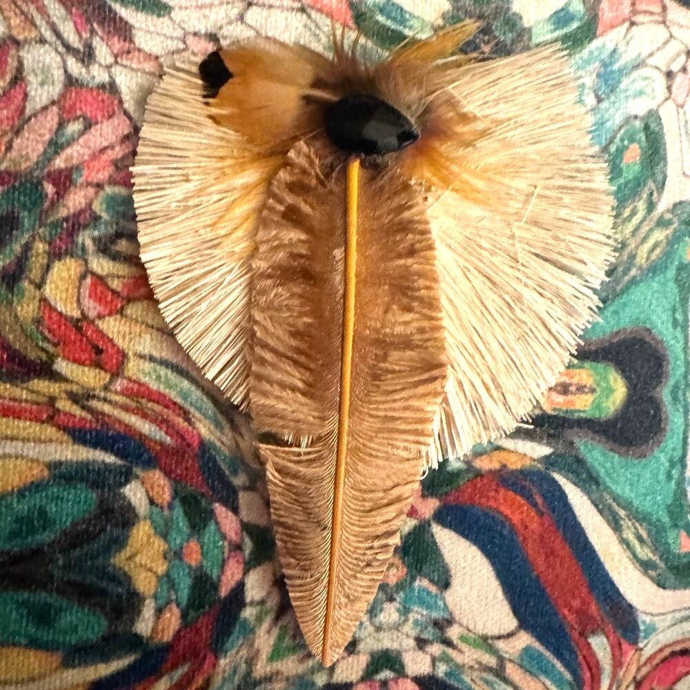 Jane Tran 2010 Feather Crystal Statement Hair Barrette Clip Rare